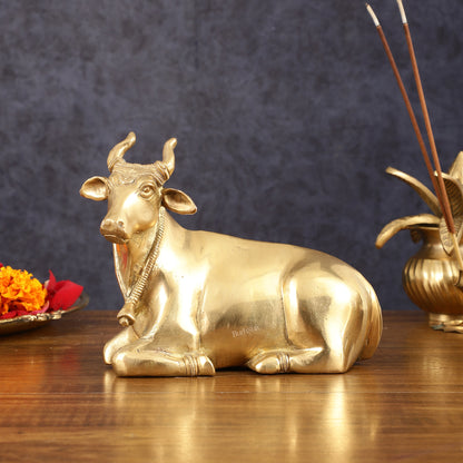 Pure Brass Sitting Cow Idol | 5.5"