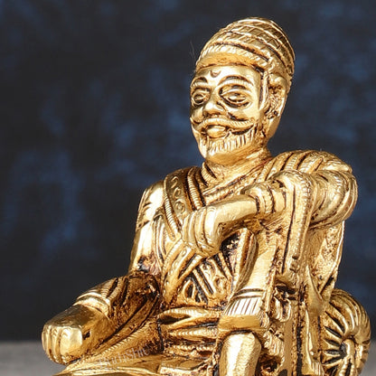 Pure Brass Royal Chhatrapati Shivaji Maharaj Statue - 3.5"