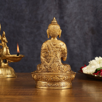 Finely Crafted Brass Blessing Buddha Statue - 7 Inch