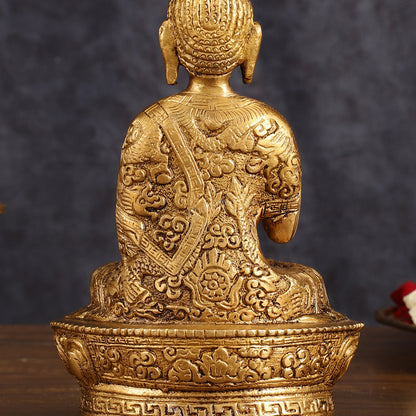 Finely Crafted Brass Blessing Buddha Statue - 7 Inch