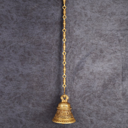 Pure Brass Dashavatar Engraved Hanging Temple Bell