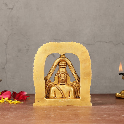 Brass Tirupati Balaji Face with Lakshmi Bust Table Accent - 4.25-inch