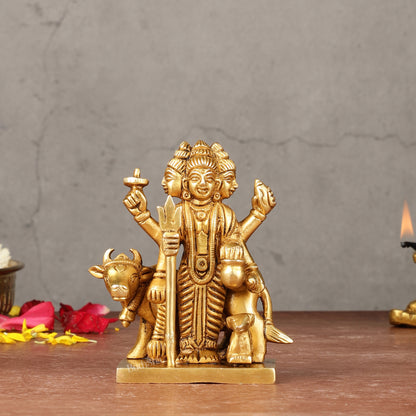 Pure Brass Small Dattatreya Guru Idol – 4.5 Inches