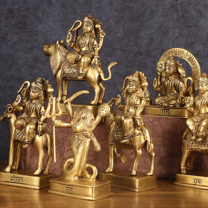 Pure Brass Superfine Navgraha Idols - 6.5 Inch Height