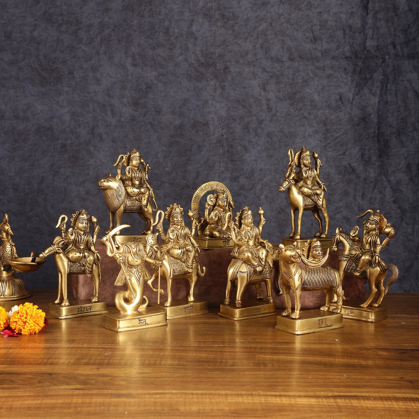 Pure Brass Superfine Navgraha Idols - 6.5 Inch Height