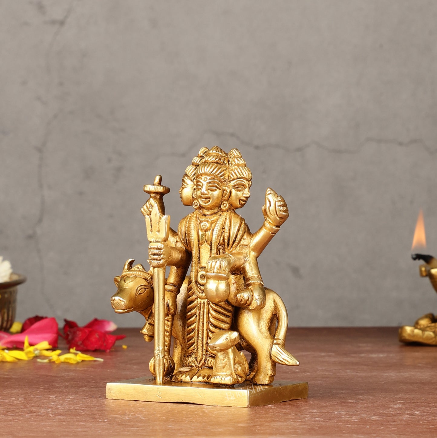 Pure Brass Small Dattatreya Guru Idol – 4.5 Inches