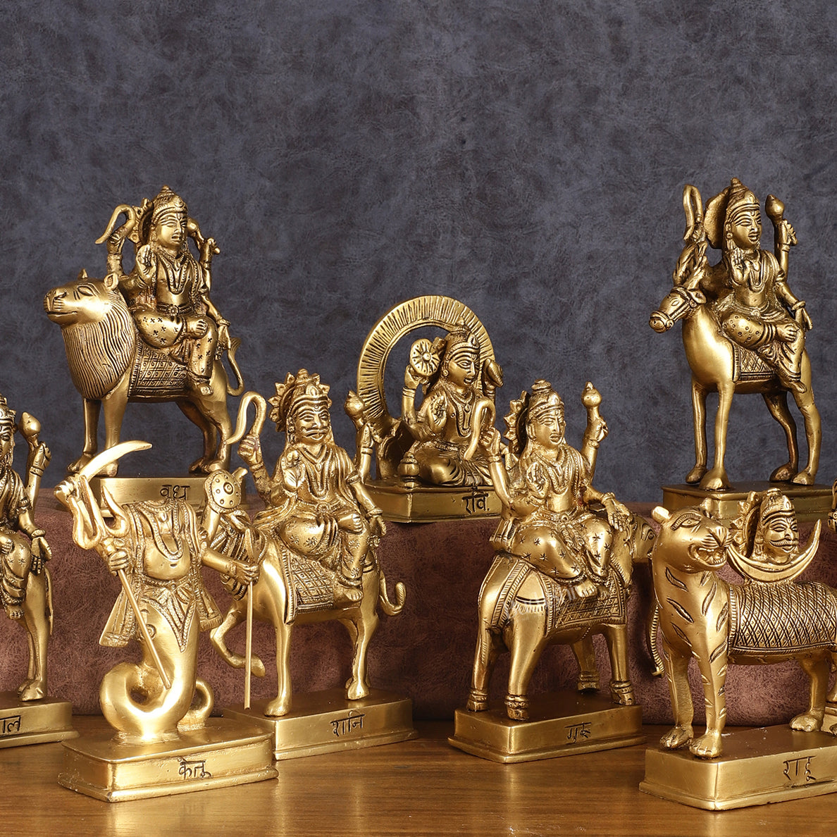 Pure Brass Superfine Navgraha Idols - 6.5 Inch Height