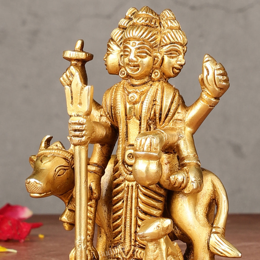 Pure Brass Small Dattatreya Guru Idol – 4.5 Inches