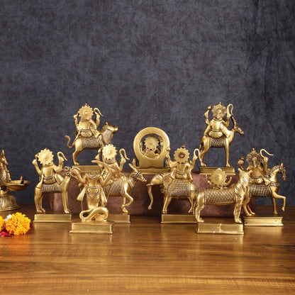 Pure Brass Superfine Navgraha Idols - 6.5 Inch Height