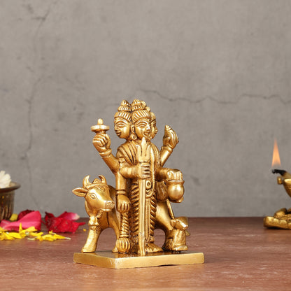 Pure Brass Small Dattatreya Guru Idol – 4.5 Inches