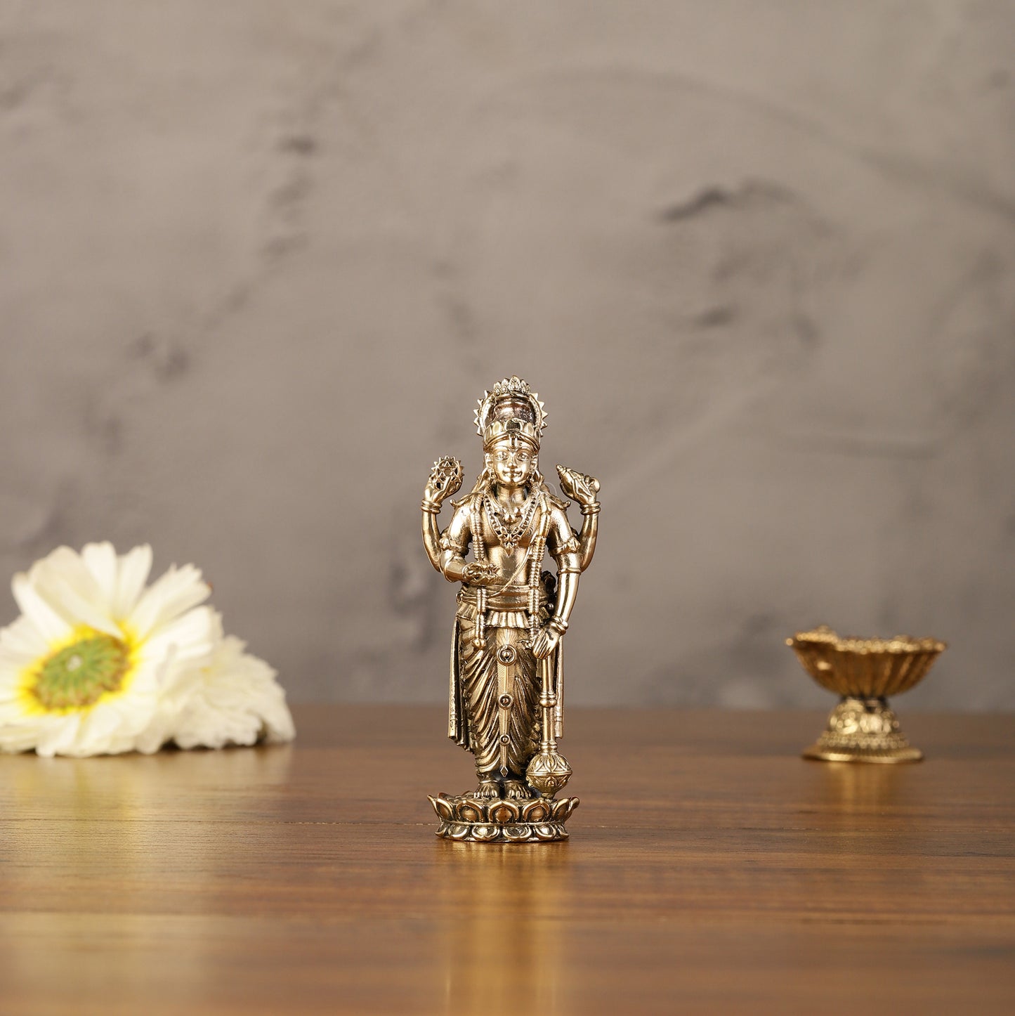 Pure brass small lord Vishnu idol 4"