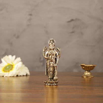 Pure brass small lord Vishnu idol 4"