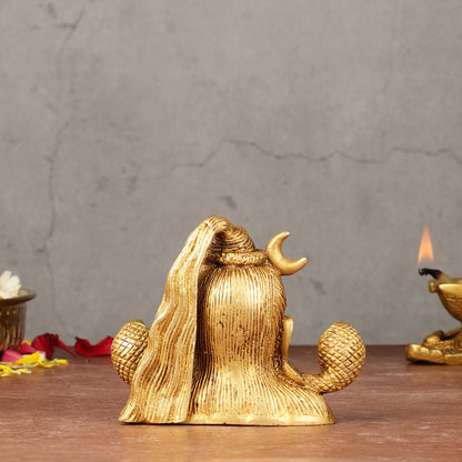 Brass Shiva Bust Face Idol - 4-inch