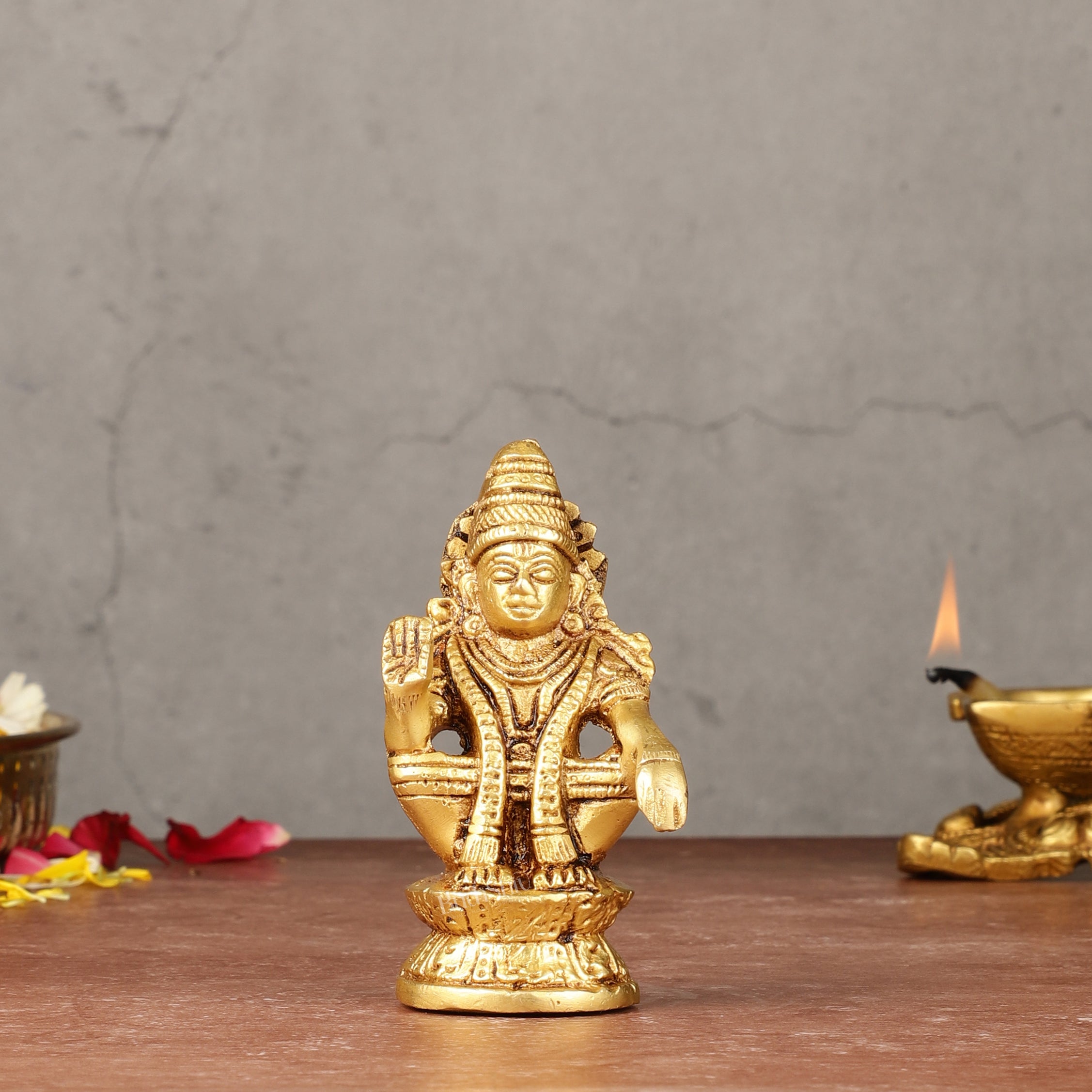 Pure brass small Ayyappa swamy idol 4 inch – Budhshiv.com