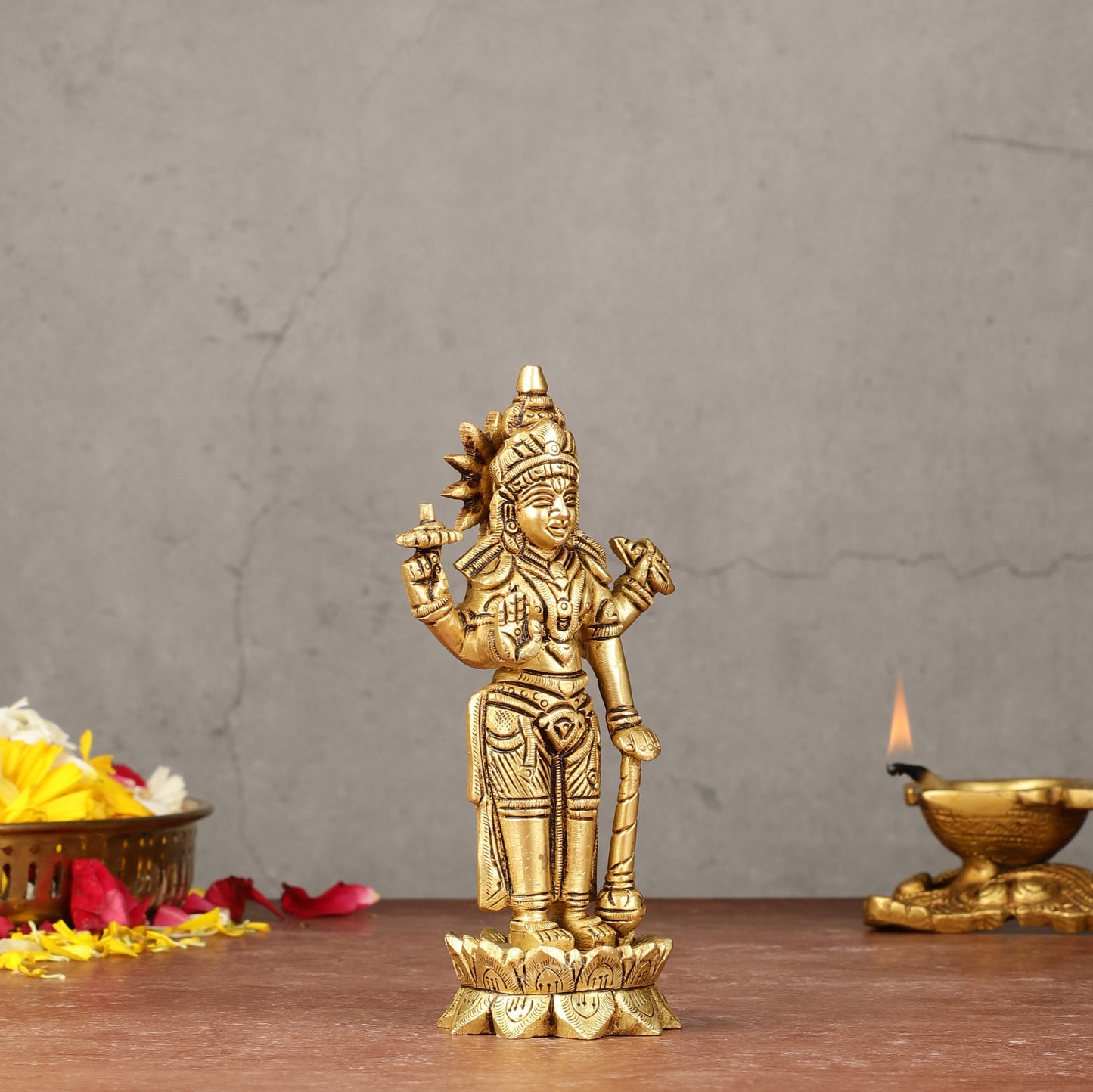 Superfine Brass Satyanarayan Vishnu Idol - 6 inch