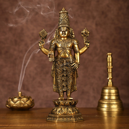 Brass Tirupati Balaji Statue | 12" Height | Divine Elegance