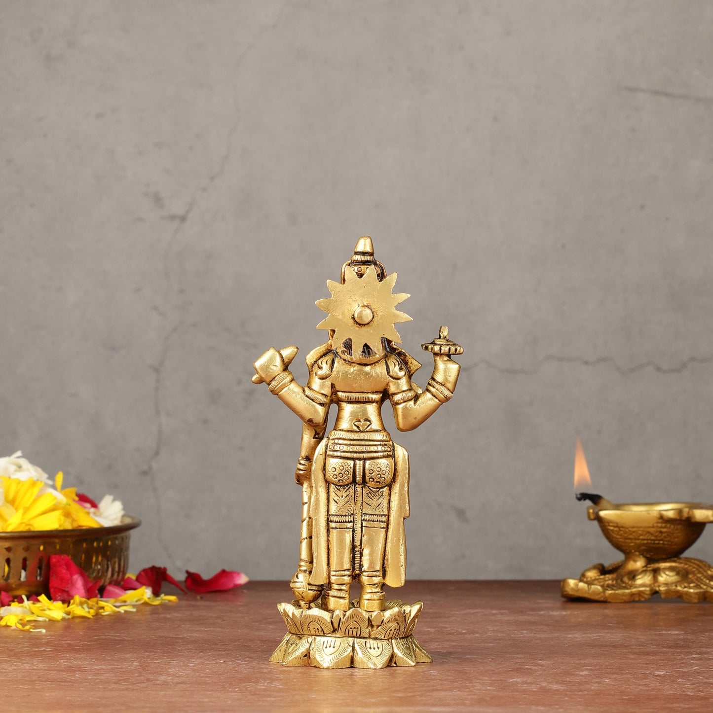 Superfine Brass Satyanarayan Vishnu Idol - 6 inch