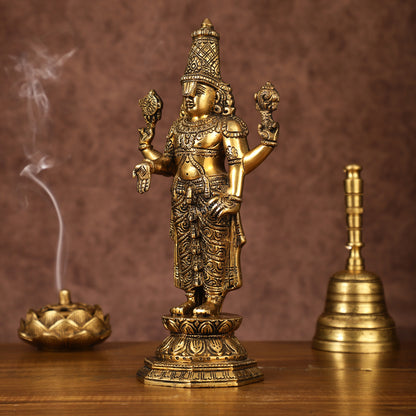 Brass Tirupati Balaji Statue | 12" Height | Divine Elegance