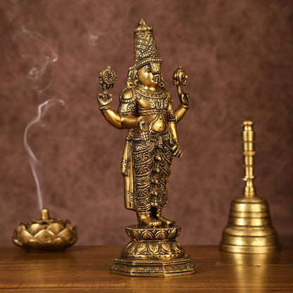 Brass Tirupati Balaji Statue | 12" Height | Divine Elegance