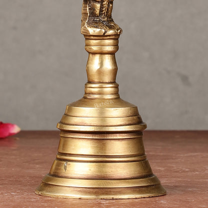 Antique Brass Lord Hanuman Temple Hand Bell for Pooja | Height 5.5 inch