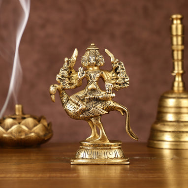 Brass Shanmugar Murugan Sitting on Peacock Small Idol –