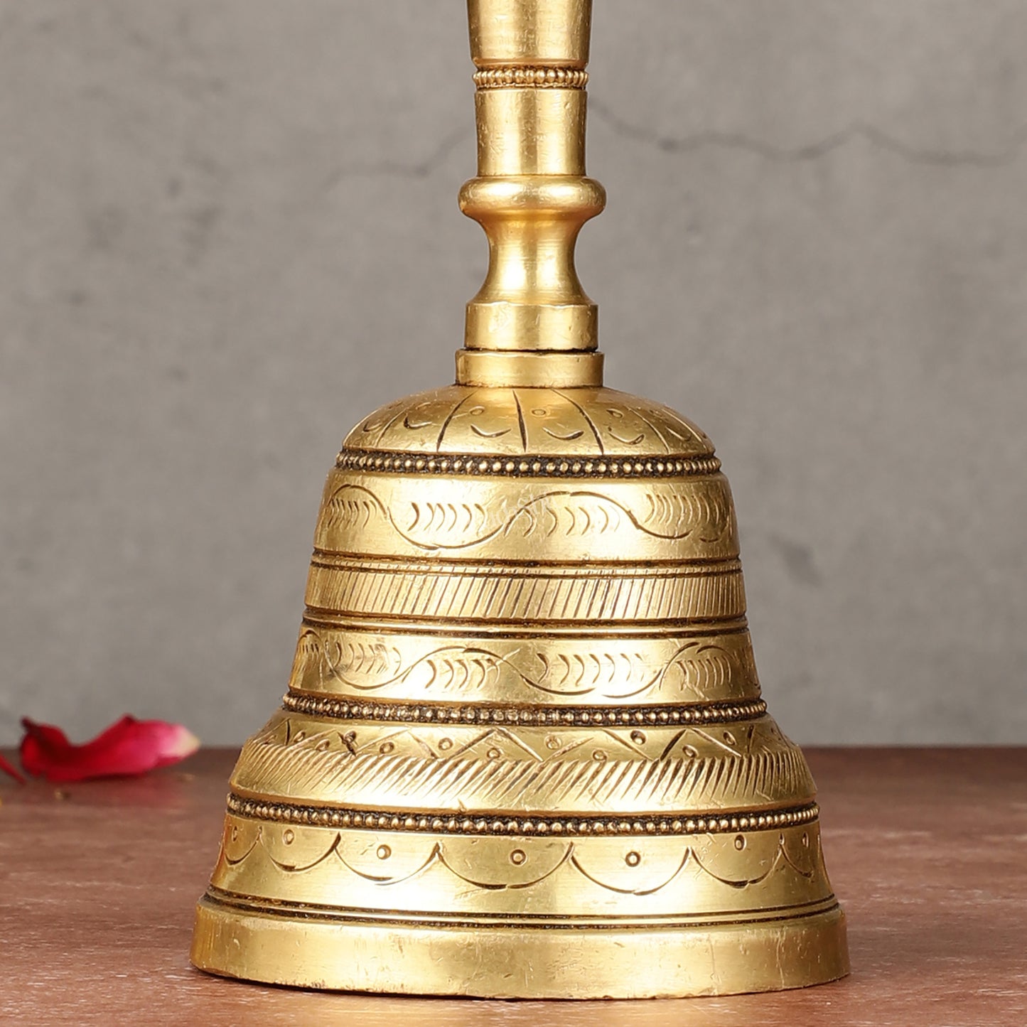 Superfine Brass Hand Bell for Pooja | Height 7 inch