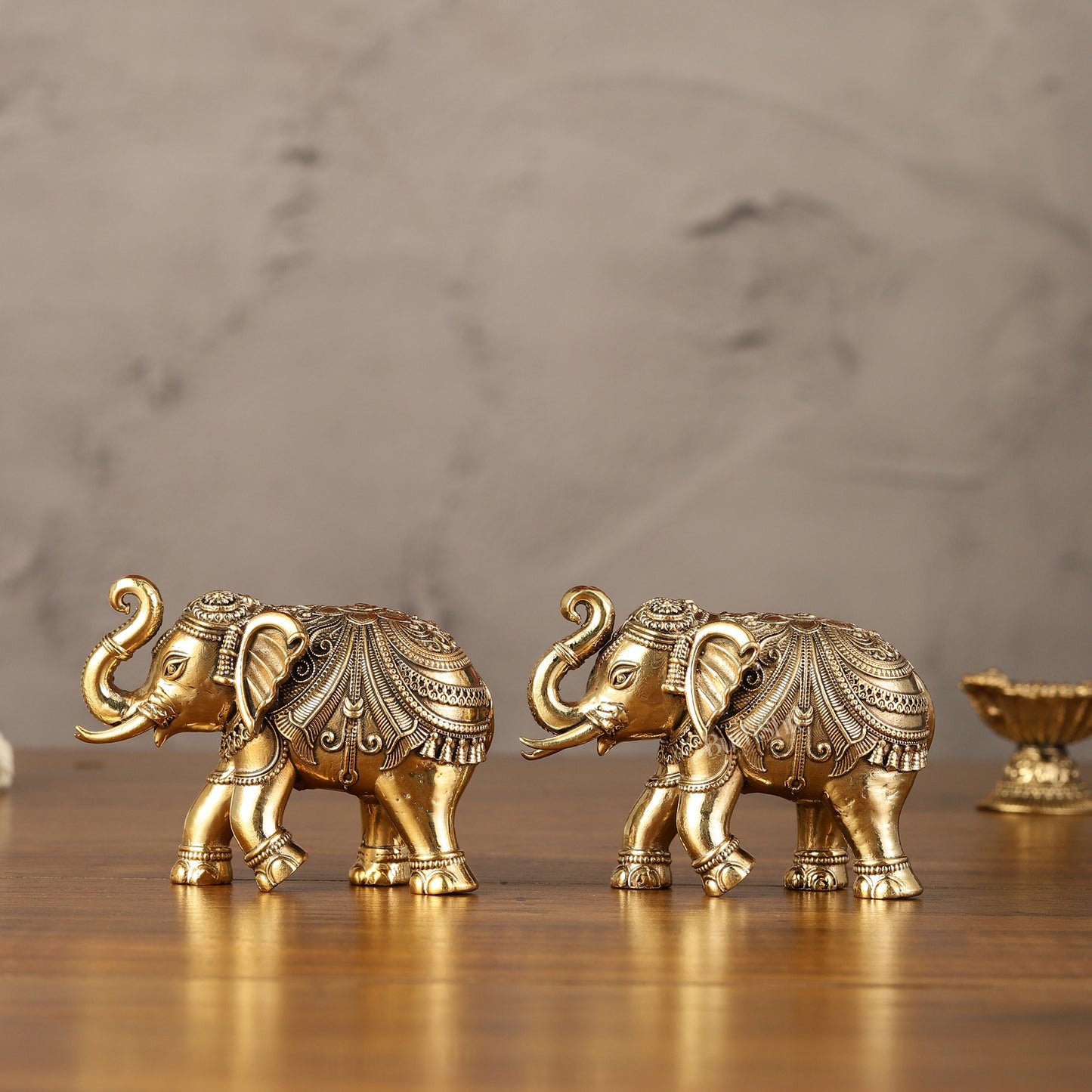 Brass Superfine Elephant Miniature pair Showpieces 3.5"