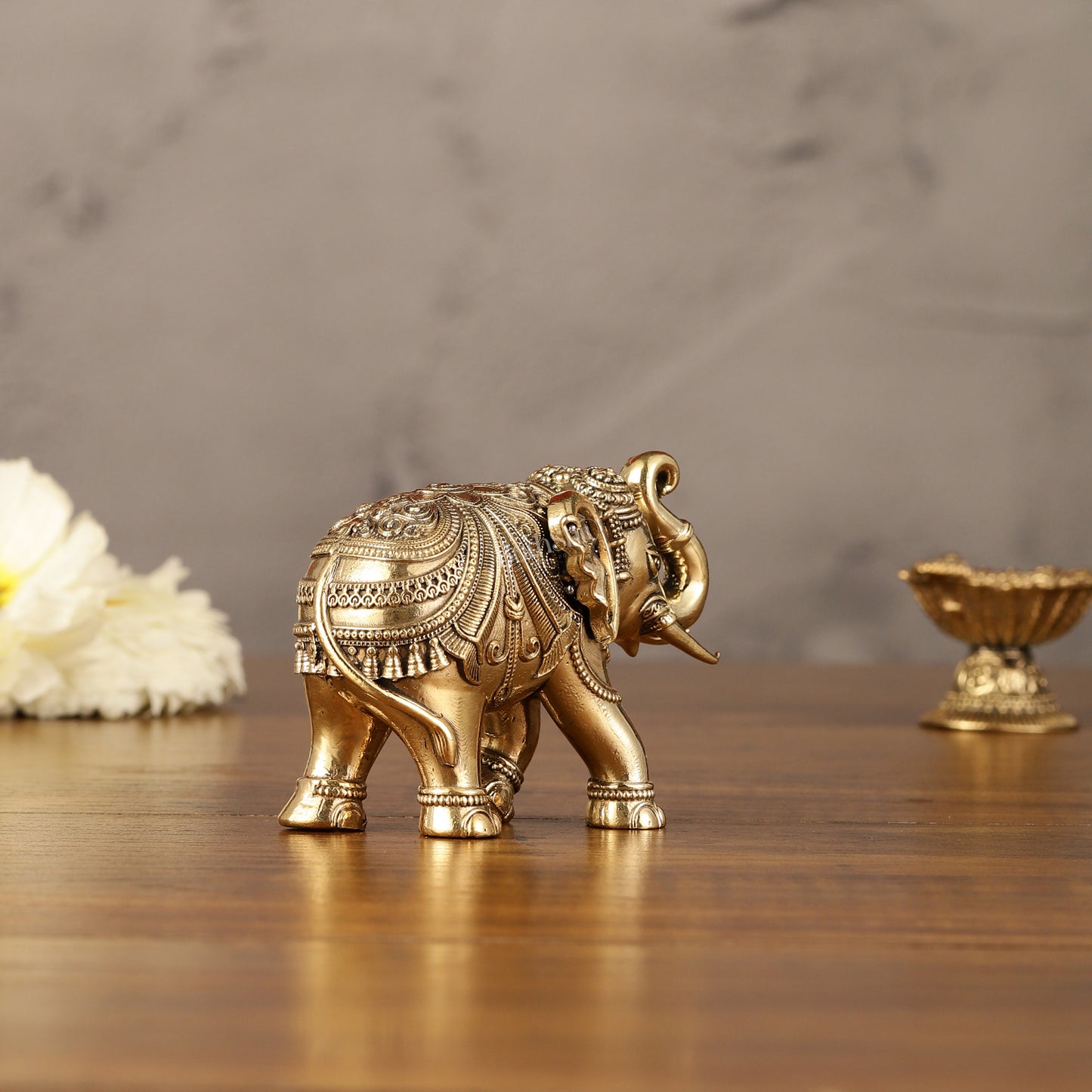 Brass Superfine Elephant Miniature Showpiece 3.5"