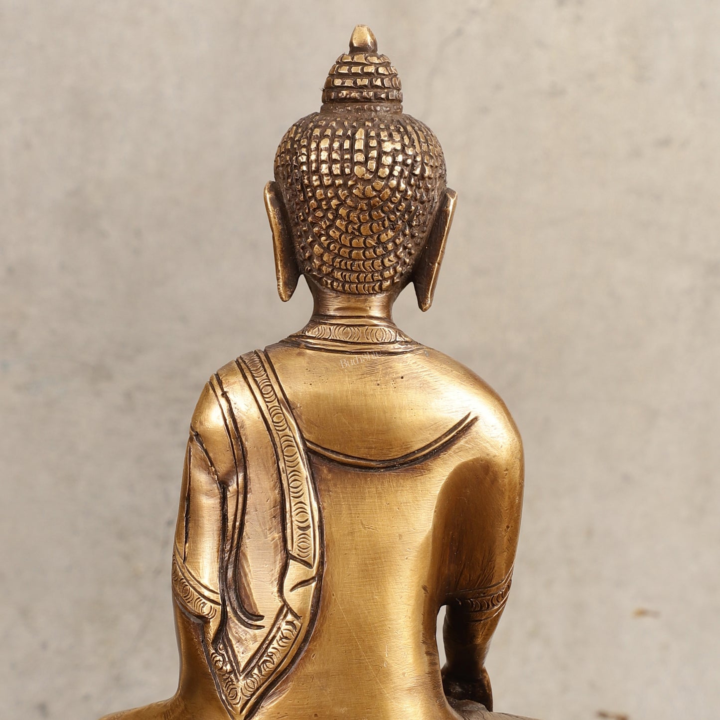 Pure Brass Buddha Statue - Antique Burnt Finish, 8" Height