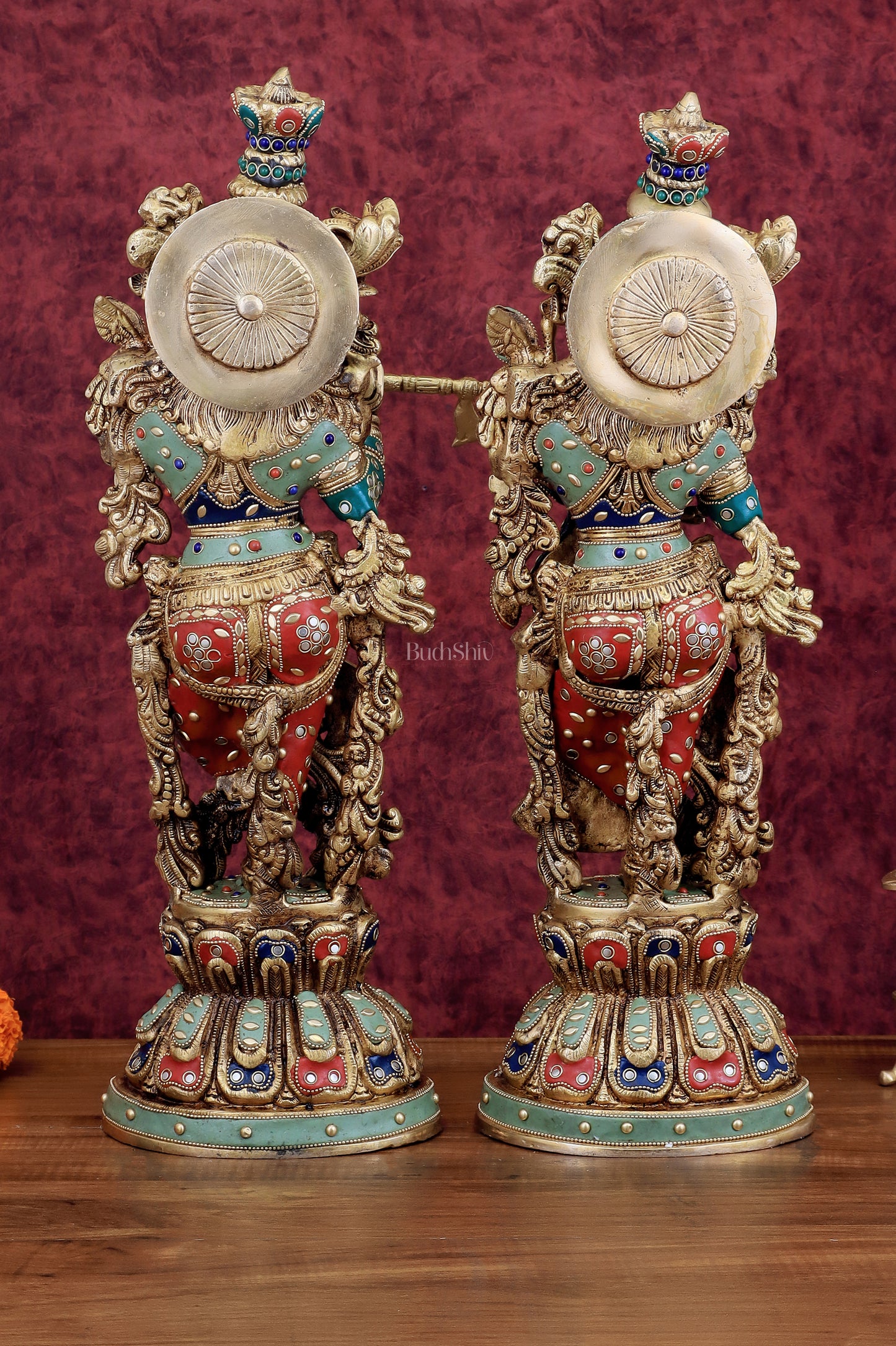 Brass Radha Krishna Statues - 21" Height, 18 KG Pair