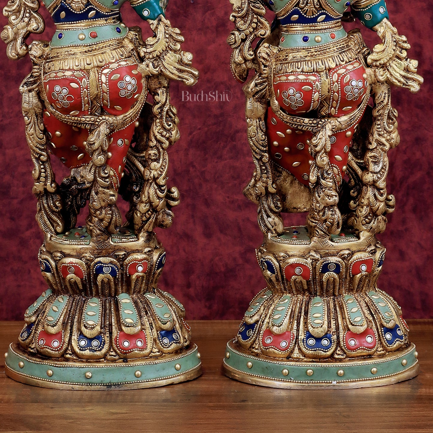 Brass Radha Krishna Statues - 21" Height, 18 KG Pair