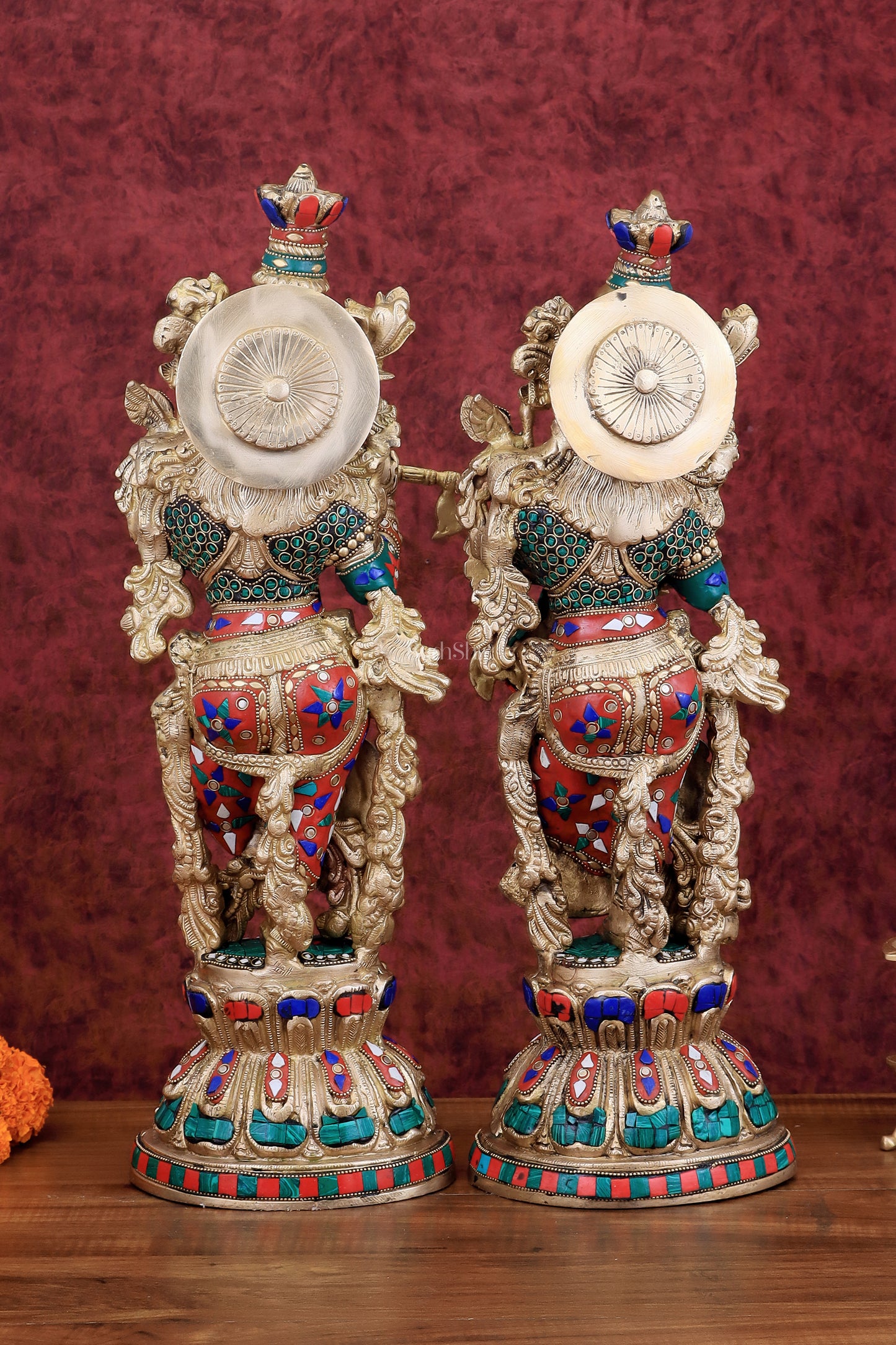 Brass Radha Krishna idols pair  - 21" Height, 18 KG Pair