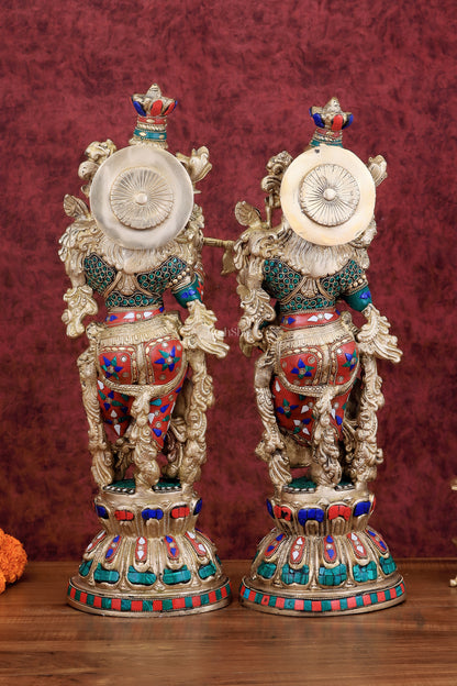 Brass Radha Krishna idols pair  - 21" Height, 18 KG Pair