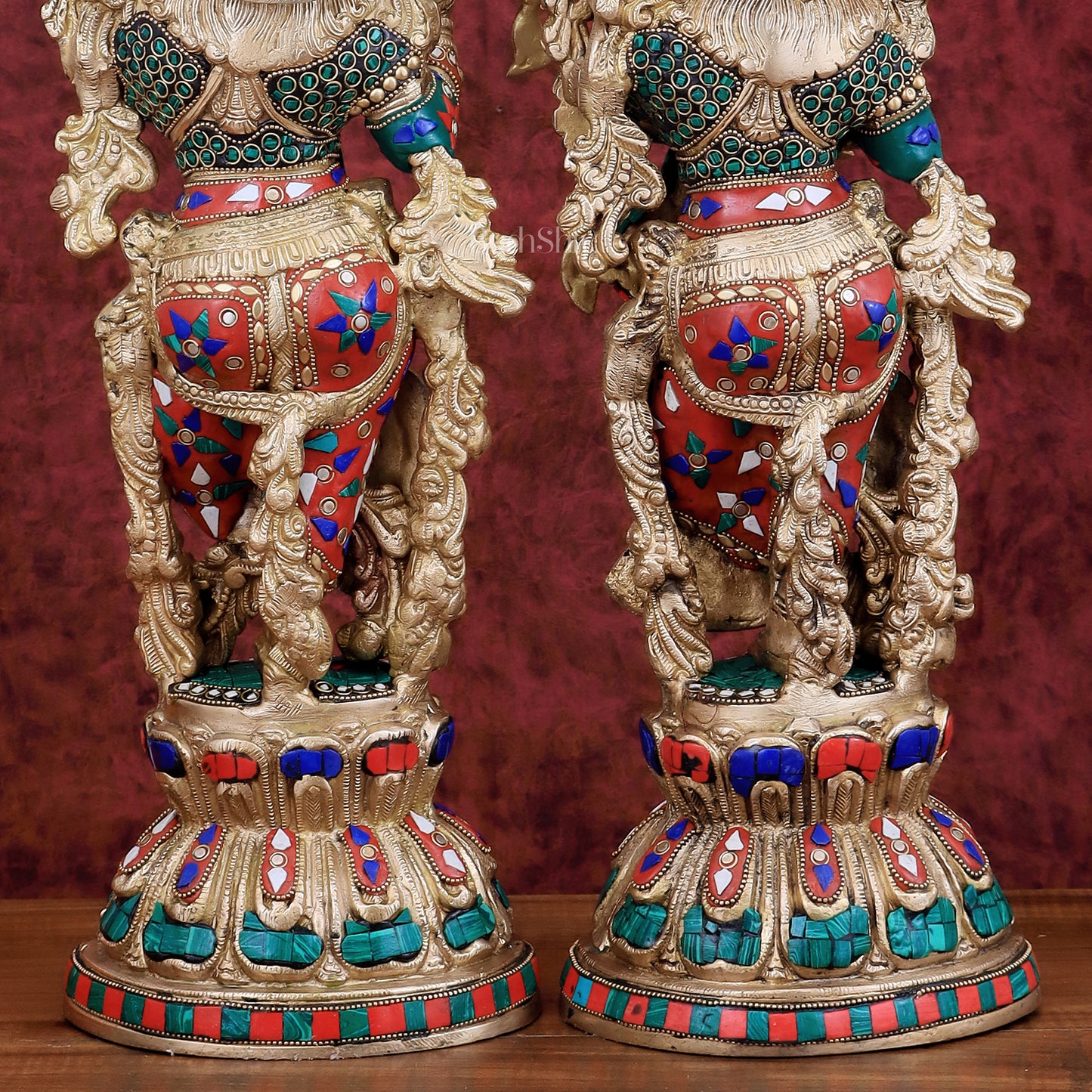 Brass Radha Krishna idols pair  - 21" Height, 18 KG Pair