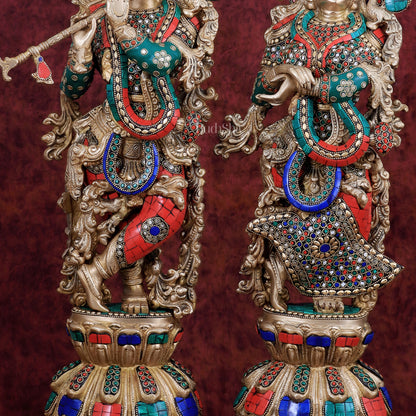 Pure Brass Radha Krishna Idol 25 inch