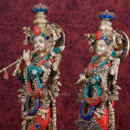 Pure Brass Radha Krishna Idol 25 inch