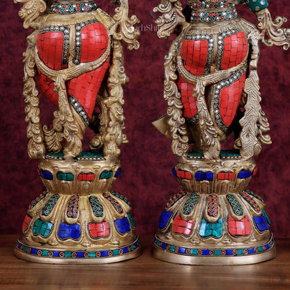 Pure Brass Radha Krishna Idol 25 inch