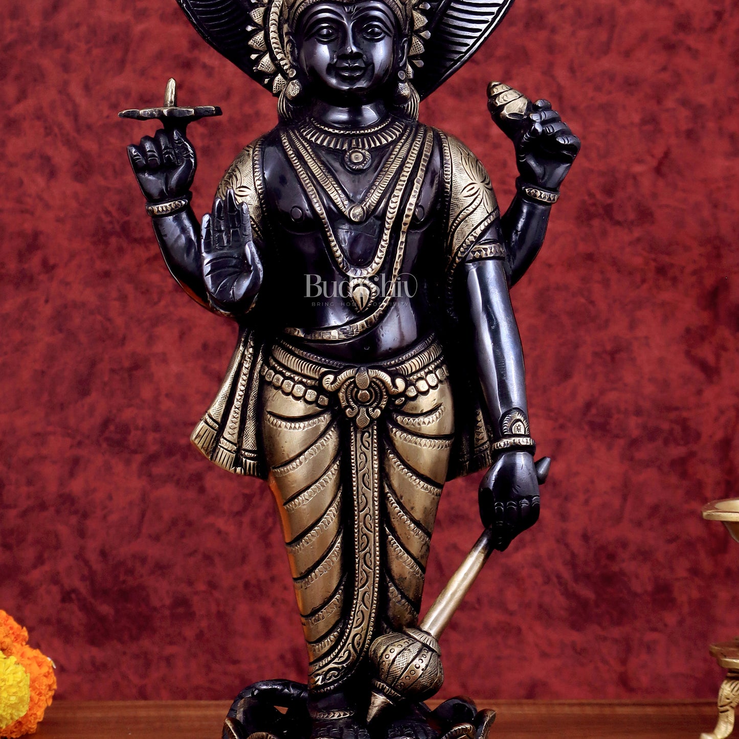 Brass Vishnu with sheshanaag standing statue 17 inch