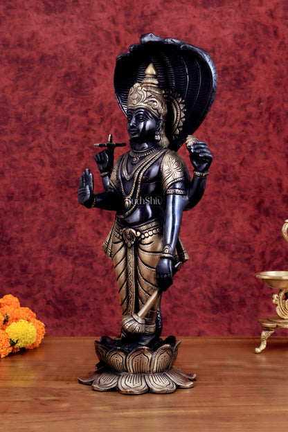 Brass Vishnu with sheshanaag standing statue 17 inch