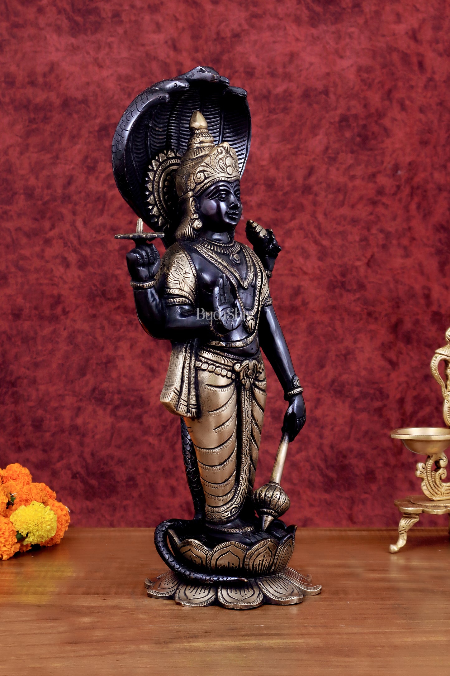 Brass Vishnu with sheshanaag standing statue 17 inch