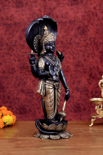 Brass Vishnu with sheshanaag standing statue 17 inch