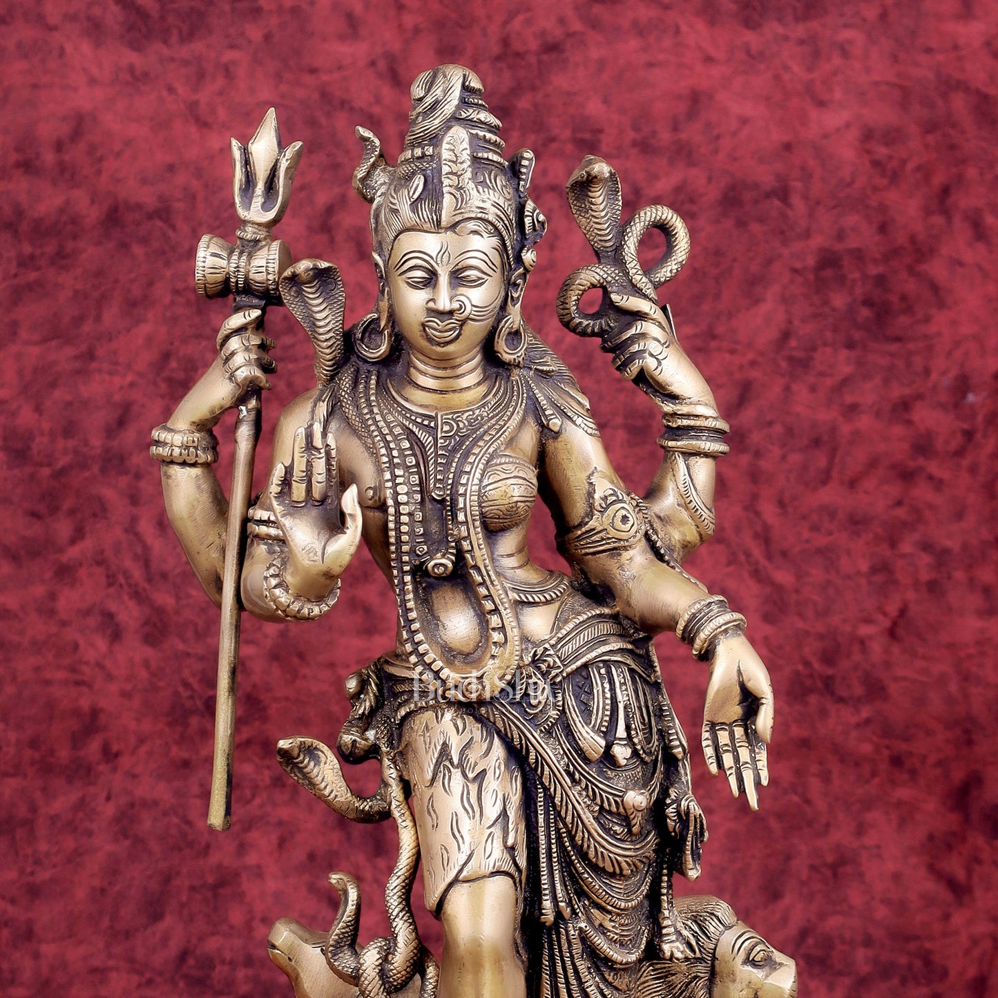 Brass Ardhanarishwara Statue - 19 Inch antique tone