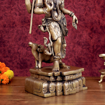 Brass Ardhanarishwara Statue - 19 Inch antique tone