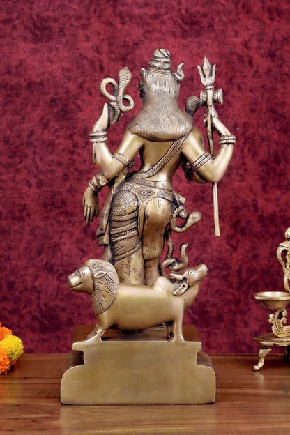 Brass Ardhanarishwara Statue - 19 Inch antique tone