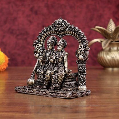 Superfine Brass Vishnu Lakshmi Sitting Statue - 5" Intricate Design