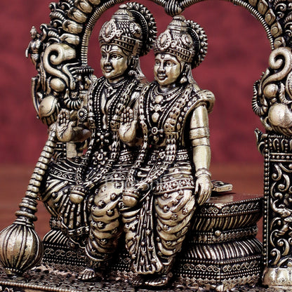 Superfine Brass Vishnu Lakshmi Sitting Statue - 5" Intricate Design