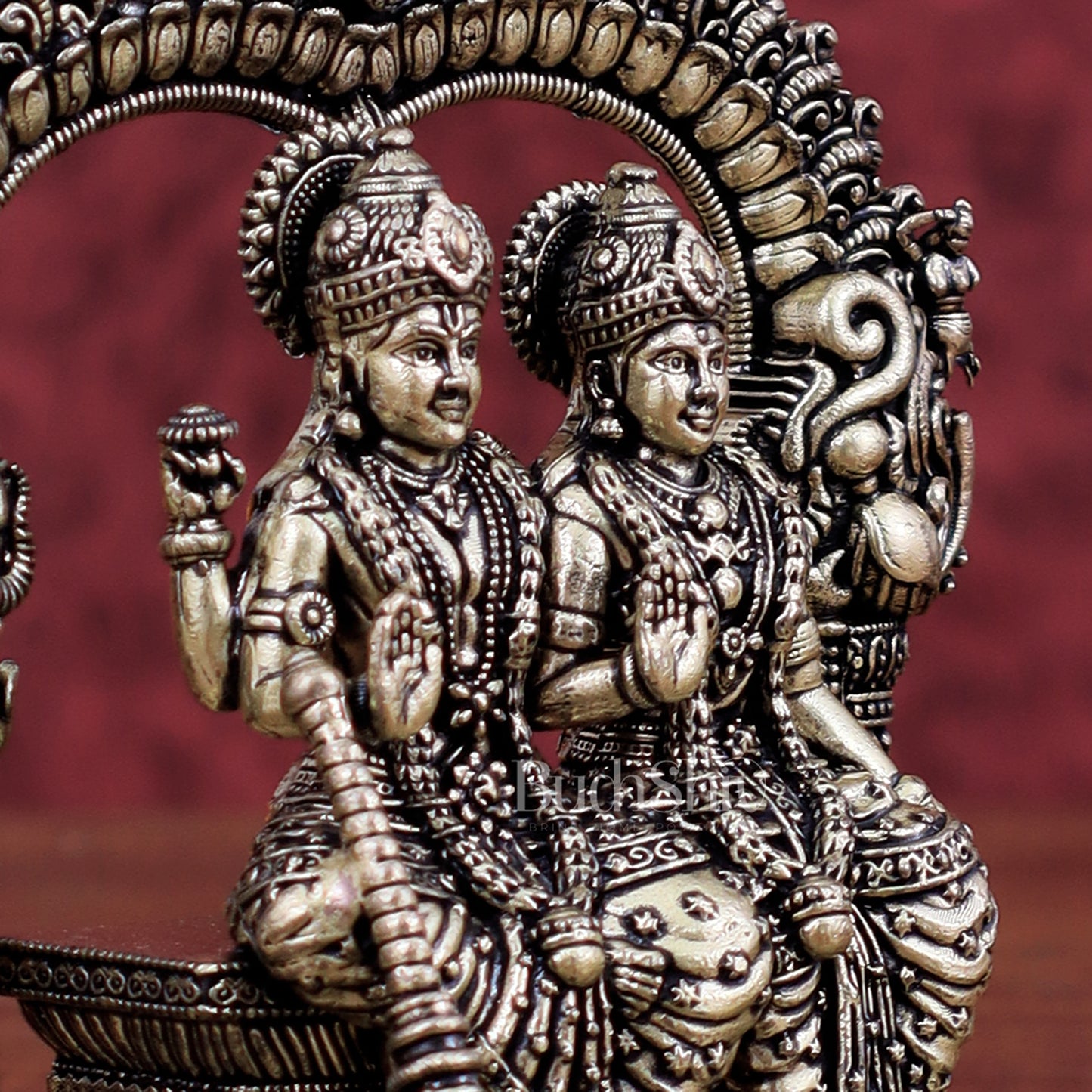 Superfine Brass Vishnu Lakshmi Sitting Statue - 5" Intricate Design