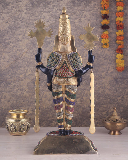 Pure Brass Lord Tirupati Balaji Venkateshwara Swamy idol | 24 inch black and gold