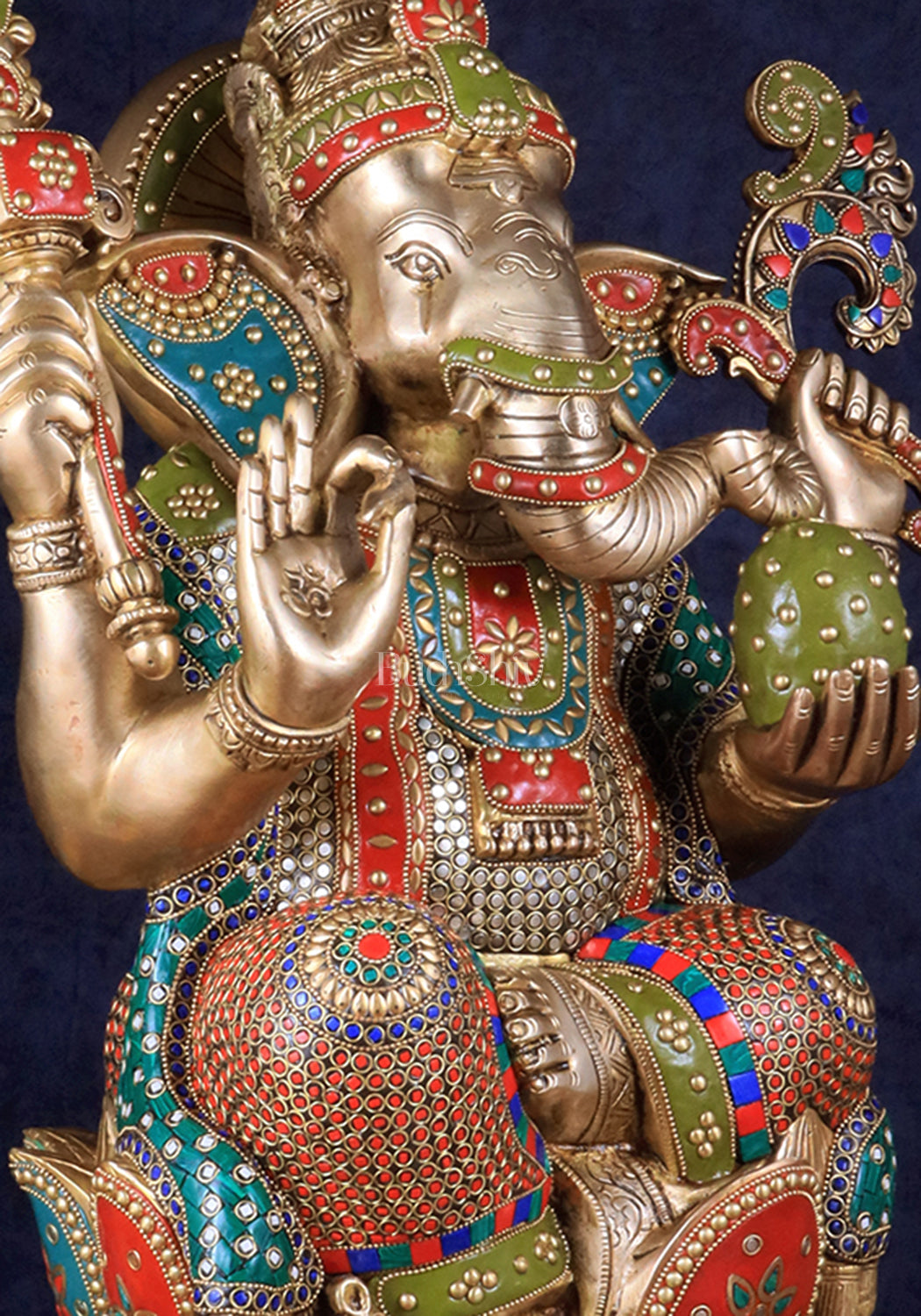 Pure Brass Lord Ganesha Statue - Kamalasana, 22" Height