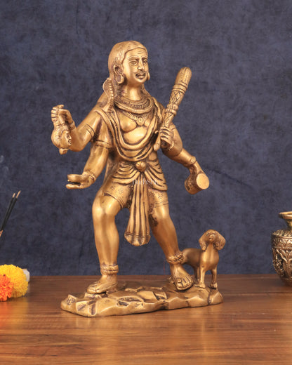 Pure Brass Large Kaal Bhairava Statue - 15"